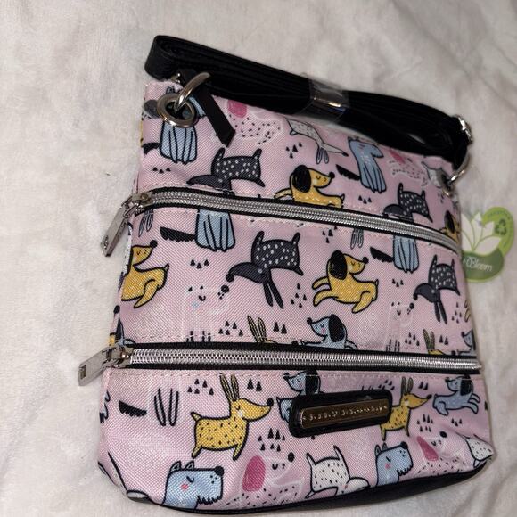 Lily Bloom Nylon Pink Dog Paws Lined Handbag Purse Puppy Crossbody NEW - Picture 2 of 8